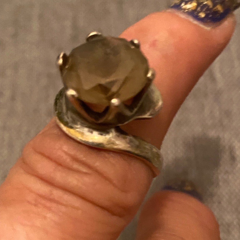 Sterling silver and Smokey quartz ring. Size 8.
